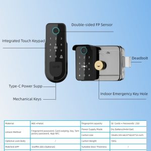 HH-2355 Fingerprint Rim Smart Lock with Mechanical Key