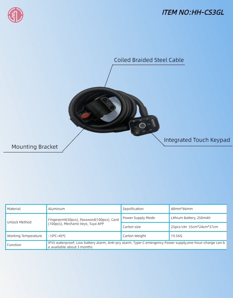 HH-CS3GL Smart Fingerprint Padlock - Image 4