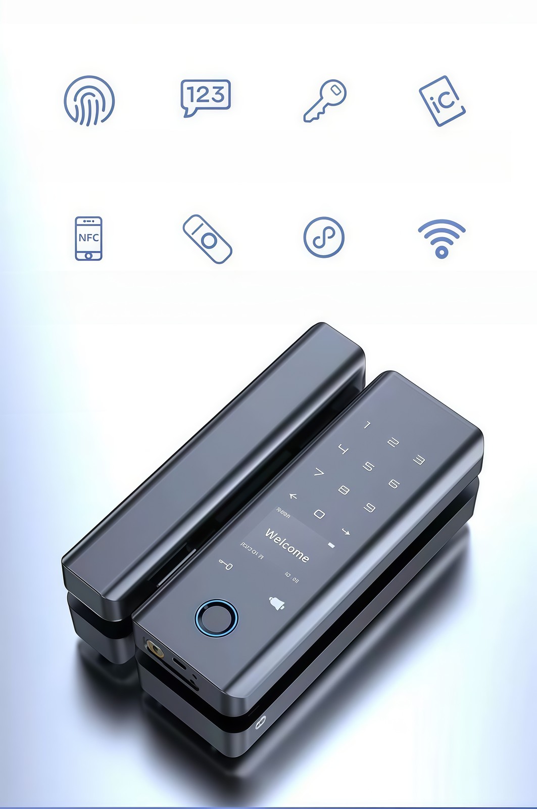 HH-TB2 Tuya WiFi Aluminum Glass Door Smart Lock