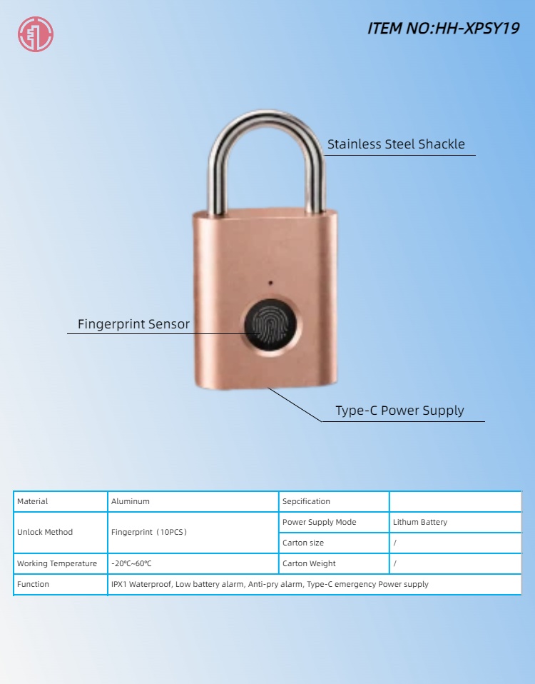 HH-XPSY19 Smart Fingerprint Padlock - Image 3