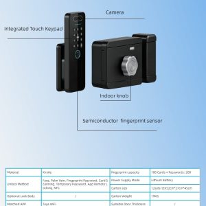 HH-ZSG22 Tuya WiFi Face Recognition Smart Rim Lock