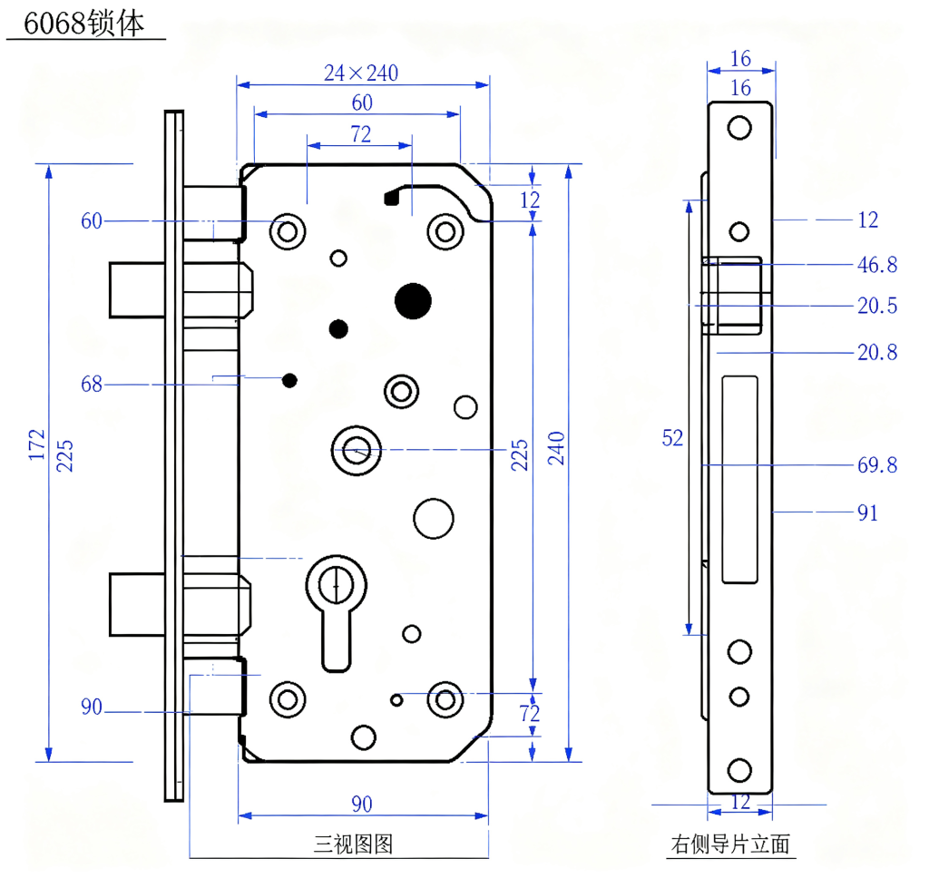 6068 lock body