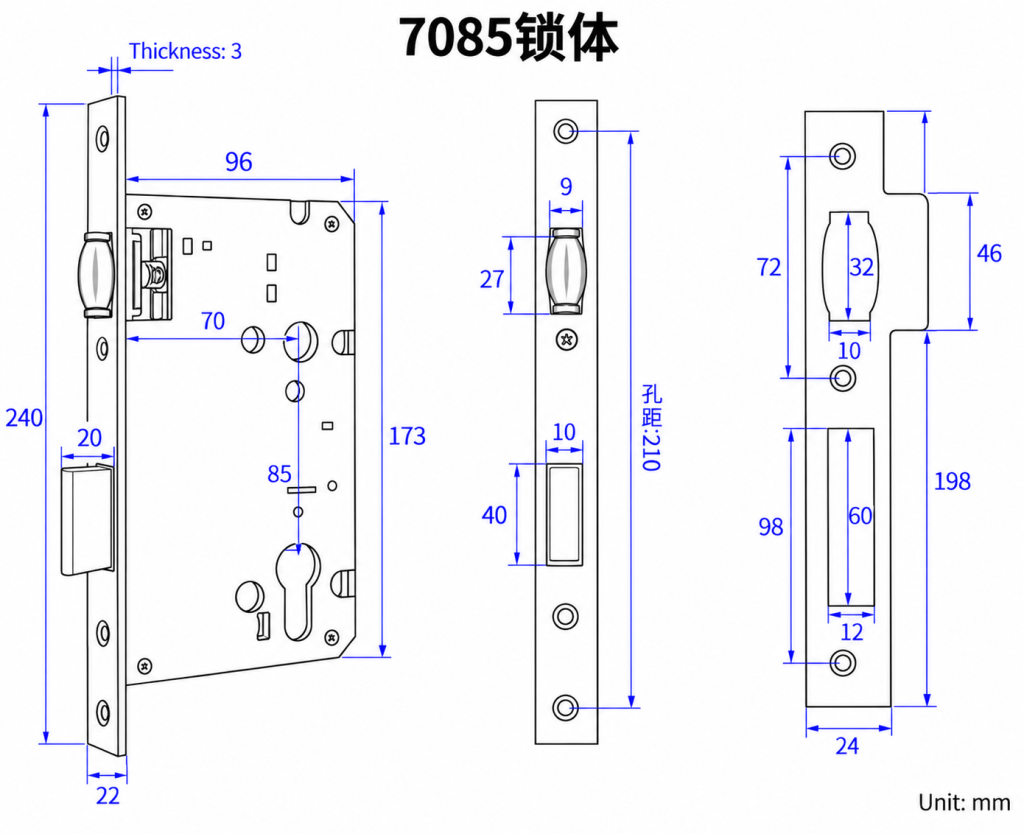 7085 lock body